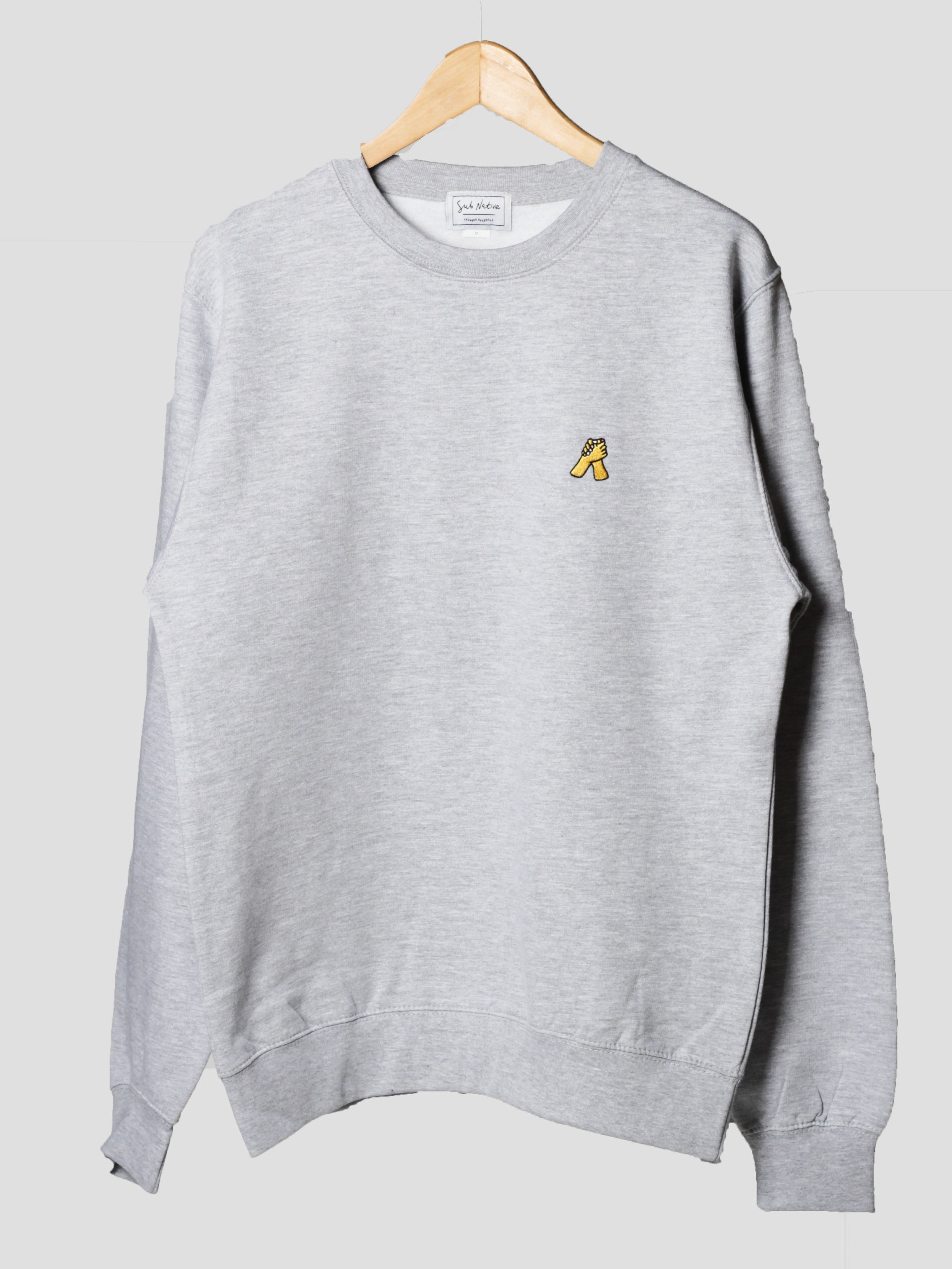 sub native just friends embroidered crewneck sweatshirt heather grey