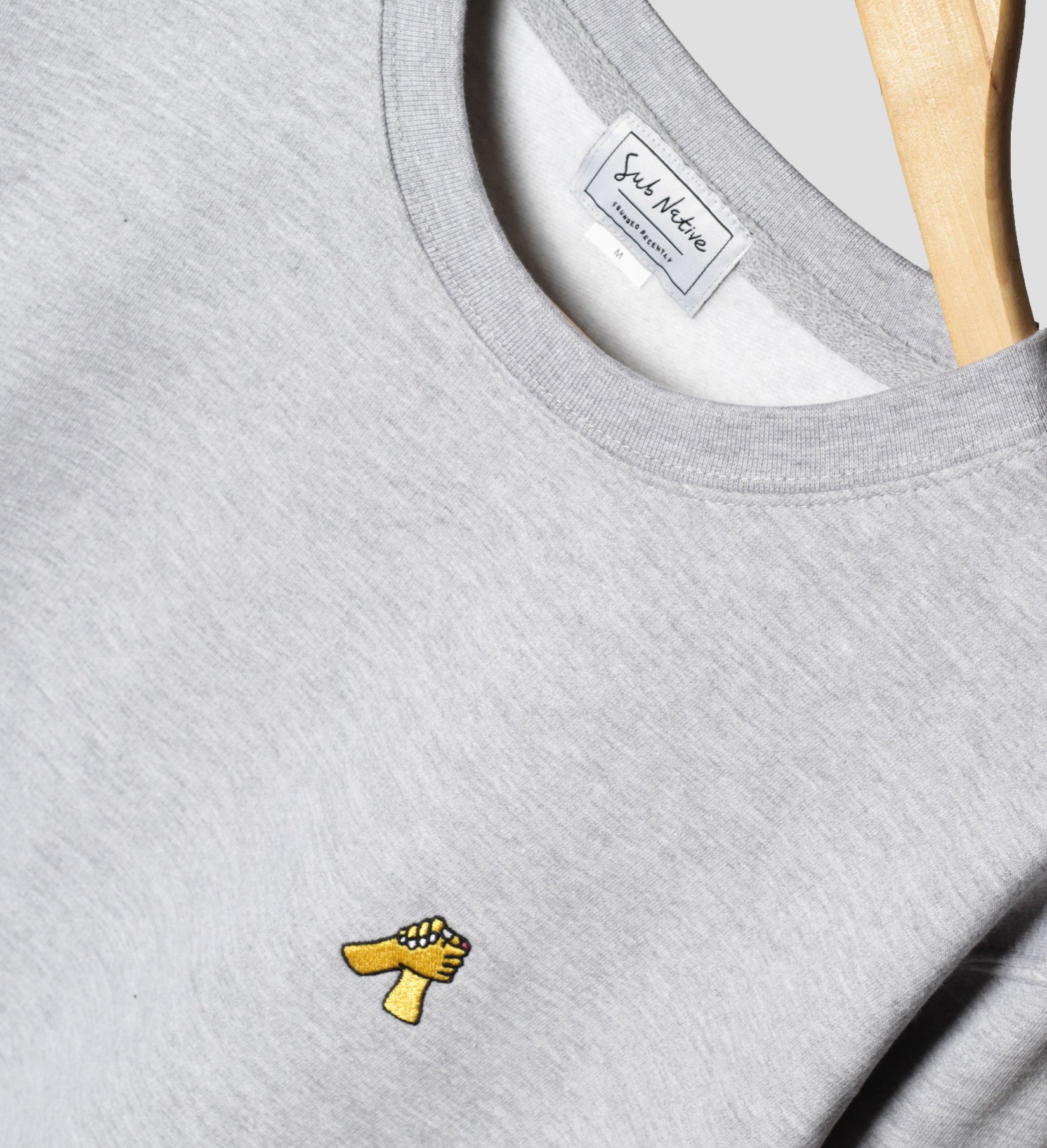 sub native just friends embroidered crewneck sweatshirt heather grey