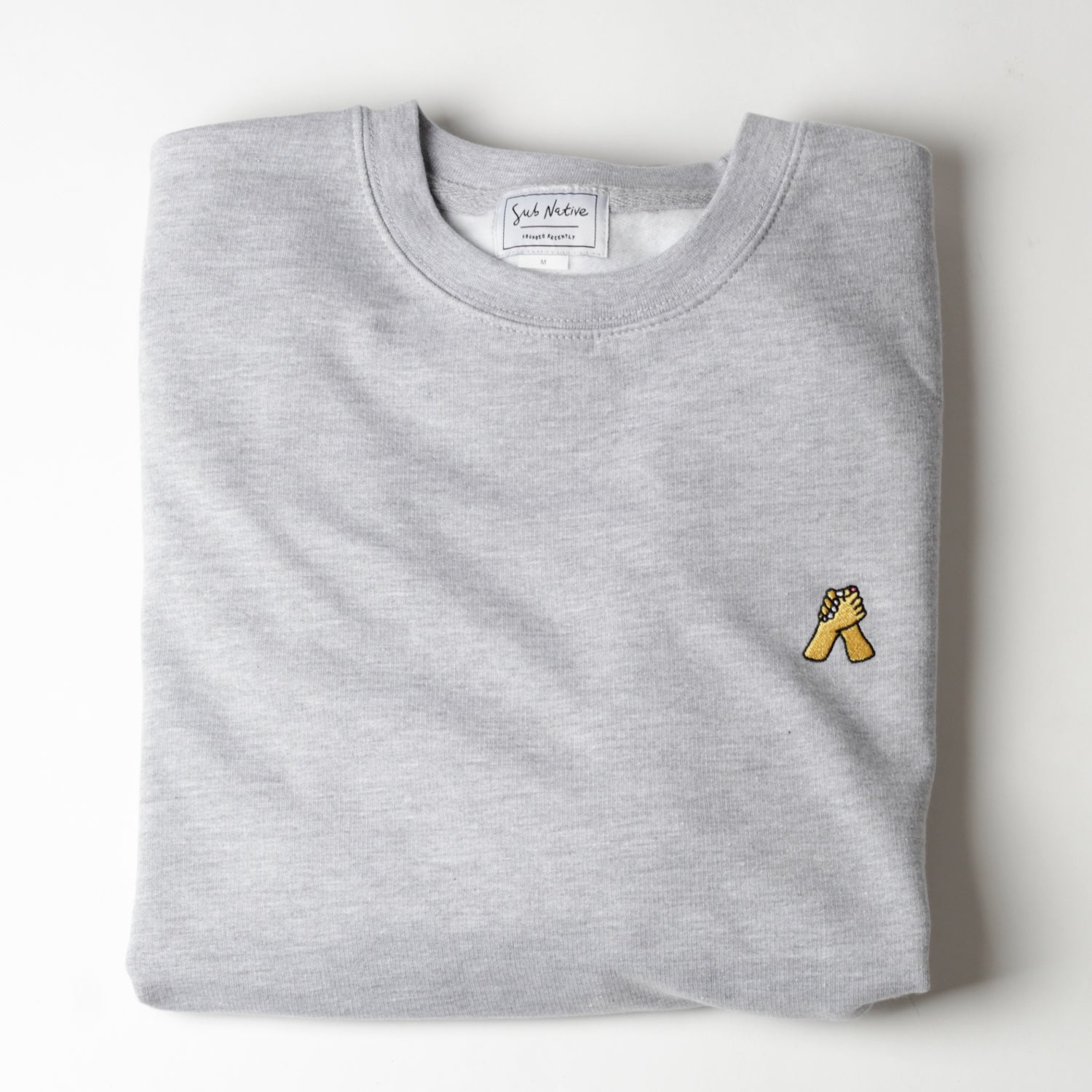 sub native just friends embroidered crewneck sweatshirt heather grey